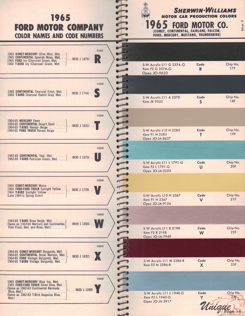 1965 Ford Paint Charts Williams 3